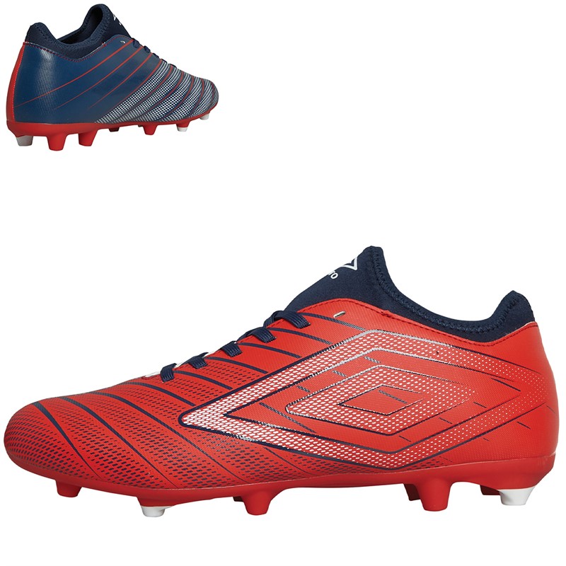 Umbro Mens Velocita Elixir 1.0 FG Firm Ground Football Boots Rococco Red/White/Estate Blue