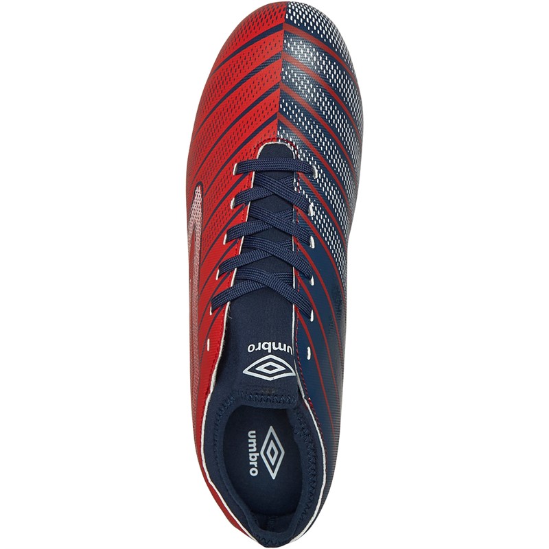 Umbro Mens Velocita Elixir 1.0 FG Firm Ground Football Boots Rococco Red/White/Estate Blue