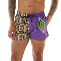 Umbro Mens Sides Swim Shorts Purple/Yellow/Green