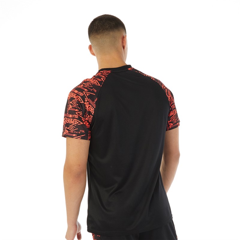 Umbro Maillot d'entraînement graphique Alliance Homme Noir/Corail flamboyant