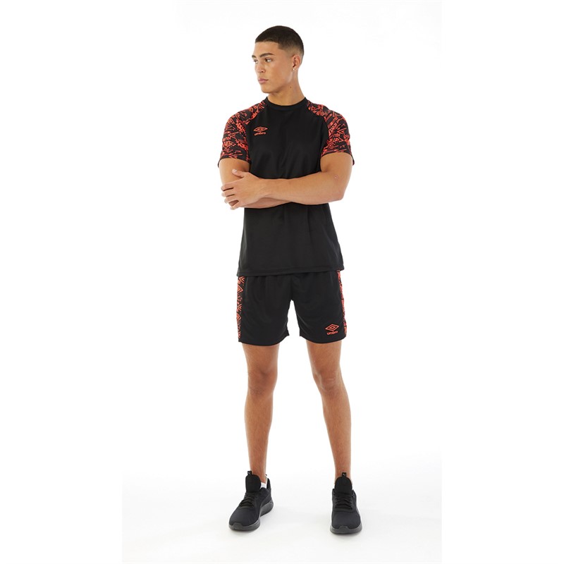 Umbro Maillot d'entraînement graphique Alliance Homme Noir/Corail flamboyant