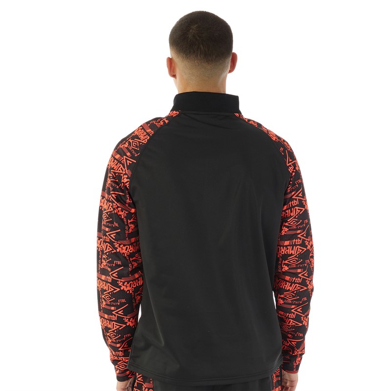 Umbro Sweat-Shirt Homme Alliance Graphic Training 1/4 Zip Noir/Corail