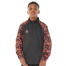 Umbro Junior Boys Alliance Graphic Training 1/4 Zip Top Black/Fiery Coral