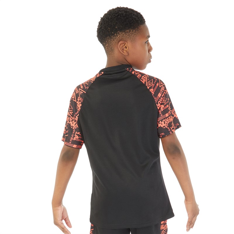 Umbro Maillot d'entraînement graphique Alliance Garçon Juniors Noir/Corail flamboyant