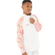 Umbro Junior Boys Alliance Graphic Training 1/4 Zip Top Nimbus Cloud/Fiery Coral