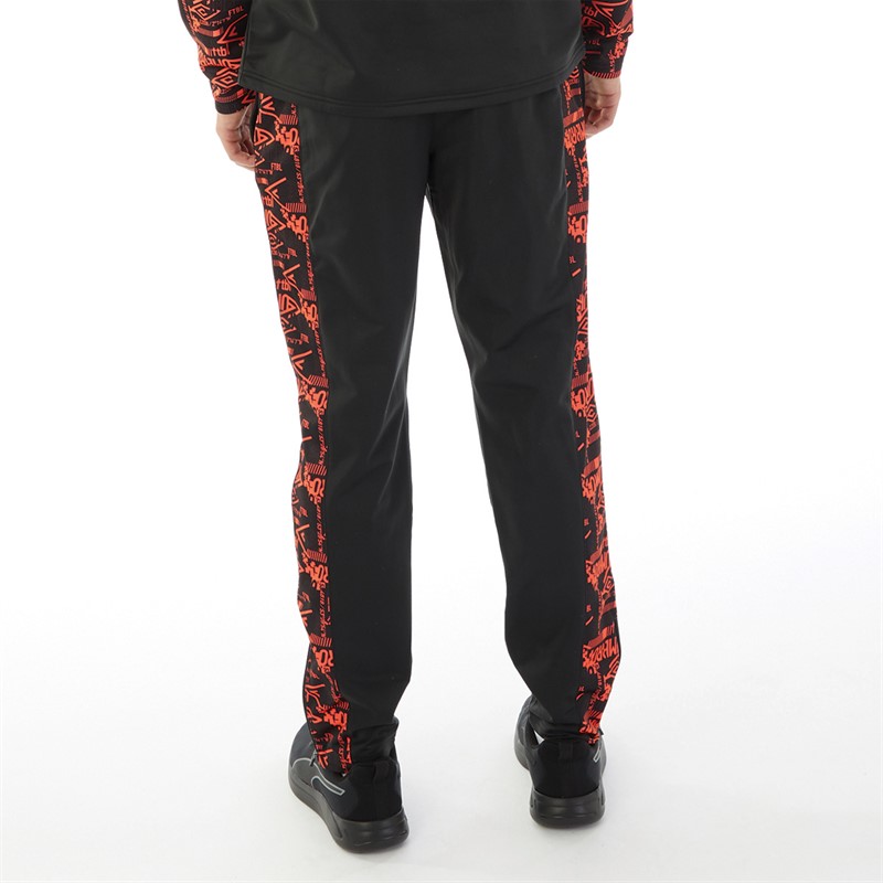 Umbro Pantalon de Survêtement technique Alliance Graphic Homme Noir/ Corail flamboyant