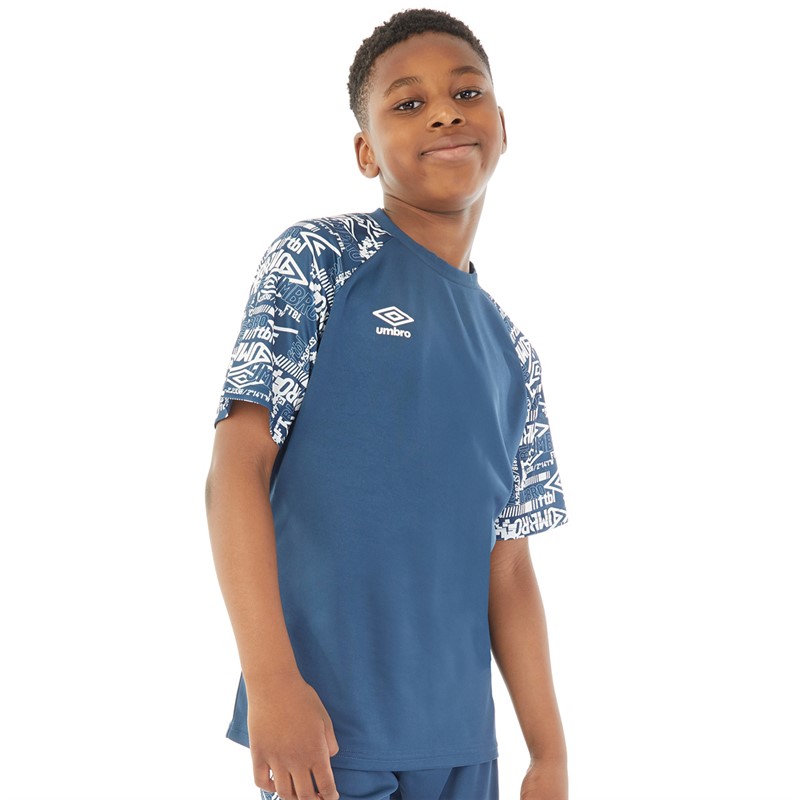 Umbro Jongens Alliance Grafisch Trainingshirt Poseidon/Brilliant Wit