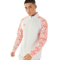 Umbro Mens Alliance Graphic Training 1/4 Zip Top Nimbus Cloud/Fiery Coral