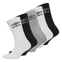 Umbro Mens Five Pack Crew Socks Black/White/Grey