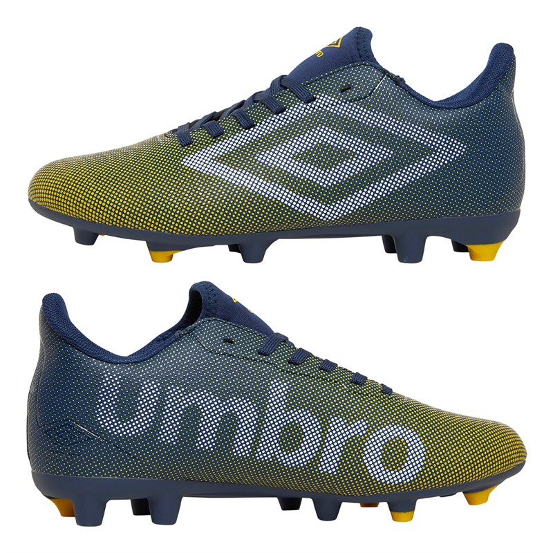 Umbro Chaussures de football Homme Velocita Matrix 1.0 FG Terrain ferme Poséidon/Blanc/Jaune éclatant