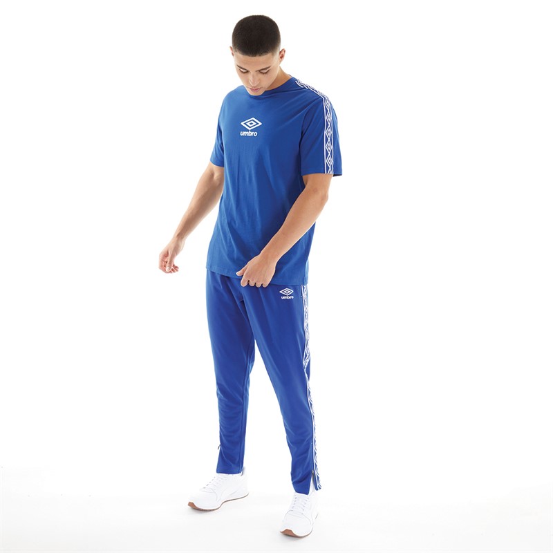 Umbro Pantalon de Survêtement en tricot à bandes Active Style Homme Bleu/Blanc