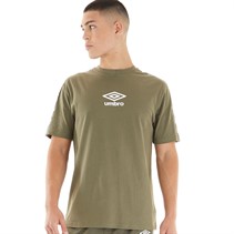 Umbro T-shirt à logo discret et bandes Active Style Homme - Vert/Blanc