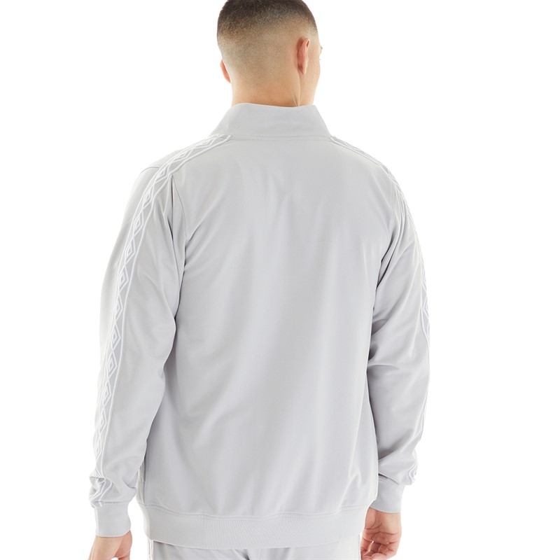 Umbro Veste zippée en tricot côtelé Active Style homme, gris/blanc