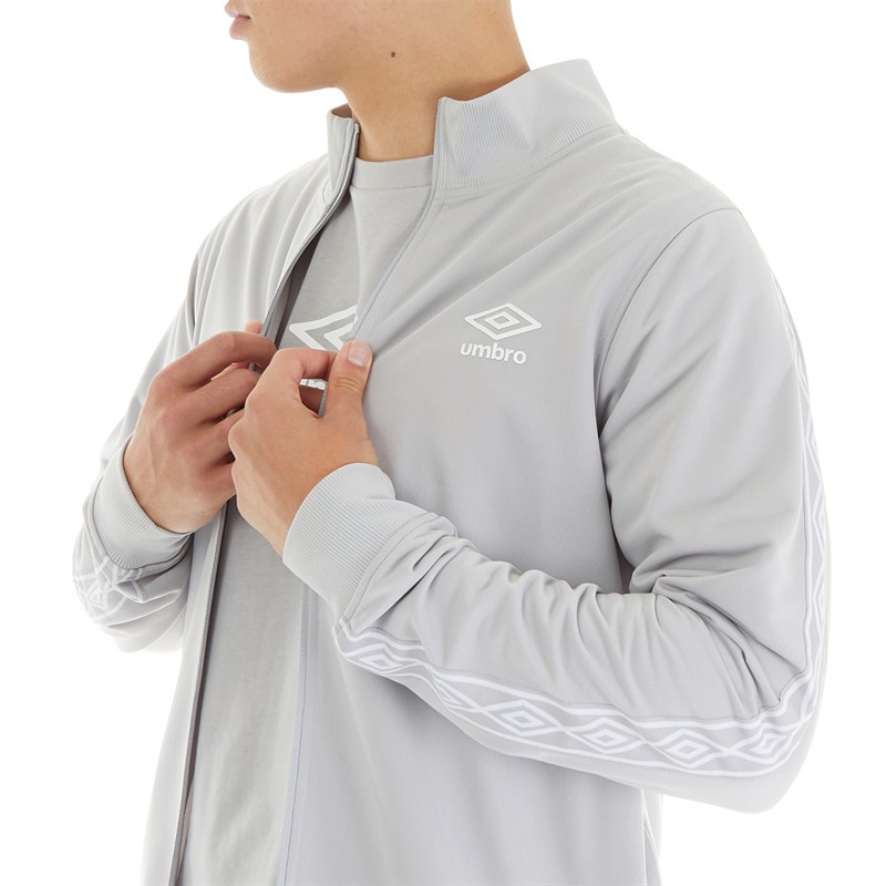 Umbro Veste zippée en tricot côtelé Active Style homme, gris/blanc