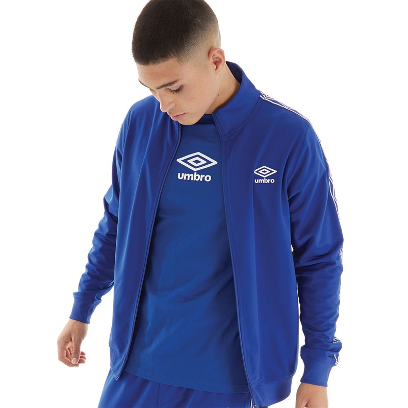 Umbro Veste zippée en tricot côtelé Active Style homme, bleu/blanc