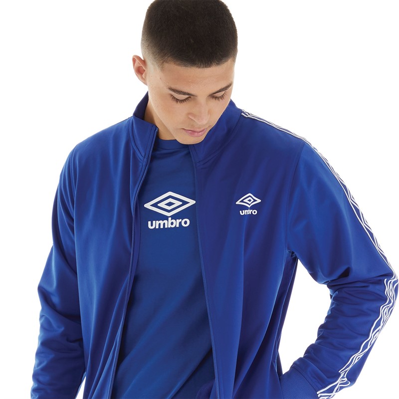 Umbro Veste zippée en tricot côtelé Active Style homme, bleu/blanc