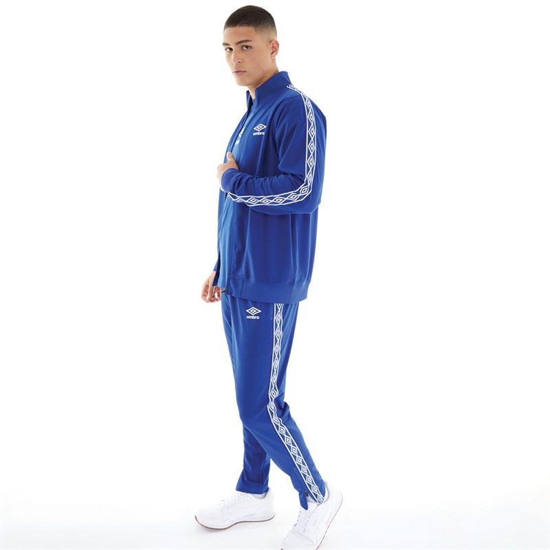 Umbro Veste zippée en tricot côtelé Active Style homme, bleu/blanc