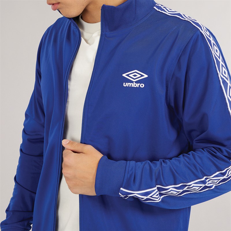 Umbro Sportjacke Herren im Active Style mit Tape, Trikot, durchgehendem Reißverschluss, Blau/Weiß