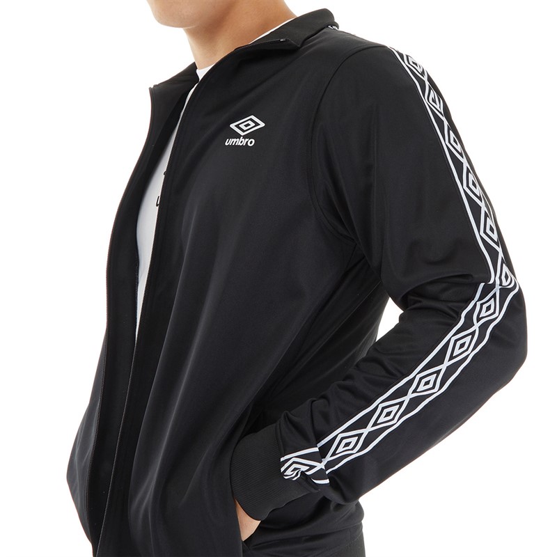 Umbro Veste zippée en tricot à bande Active Style Homme Noir/Blanc