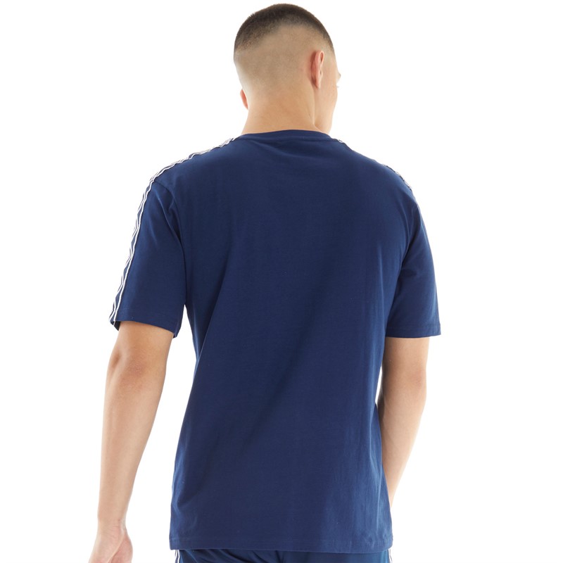 Umbro T-shirt Homme Style Actif Petit Logo Bandé Bleu Marine/Blanc