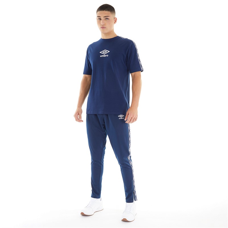 Umbro Pantalon de Survêtement à bande en tricot Homme Bleu marine/Blanc