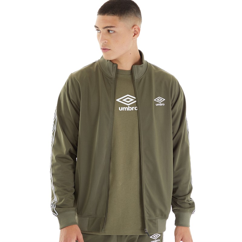 Umbro Veste zippée en tricot à bandes Active Style Homme Vert/Blanc