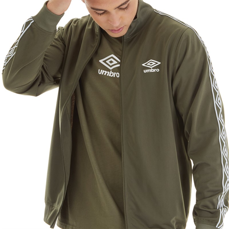 Umbro Veste zippée en tricot à bandes Active Style Homme Vert/Blanc