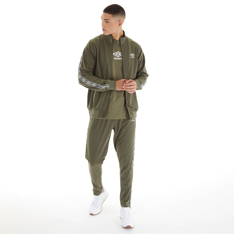 Umbro Veste zippée en tricot à bandes Active Style Homme Vert/Blanc