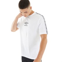 Umbro T-shirt blanc/Noir à logo petit et bande active homme