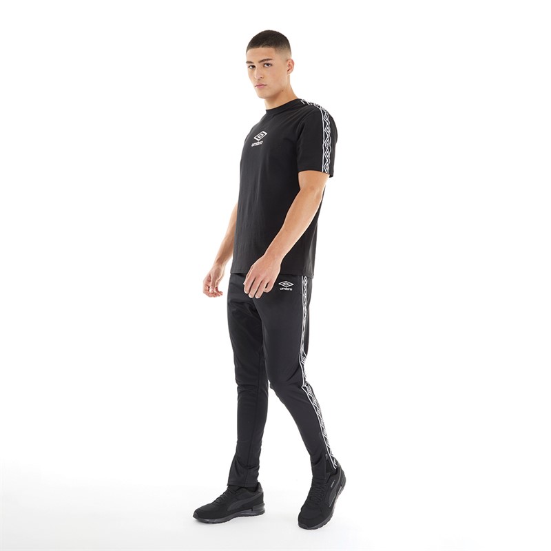 Umbro Pantalon de Survêtement à bandes en tricot Homme Noir/Blanc