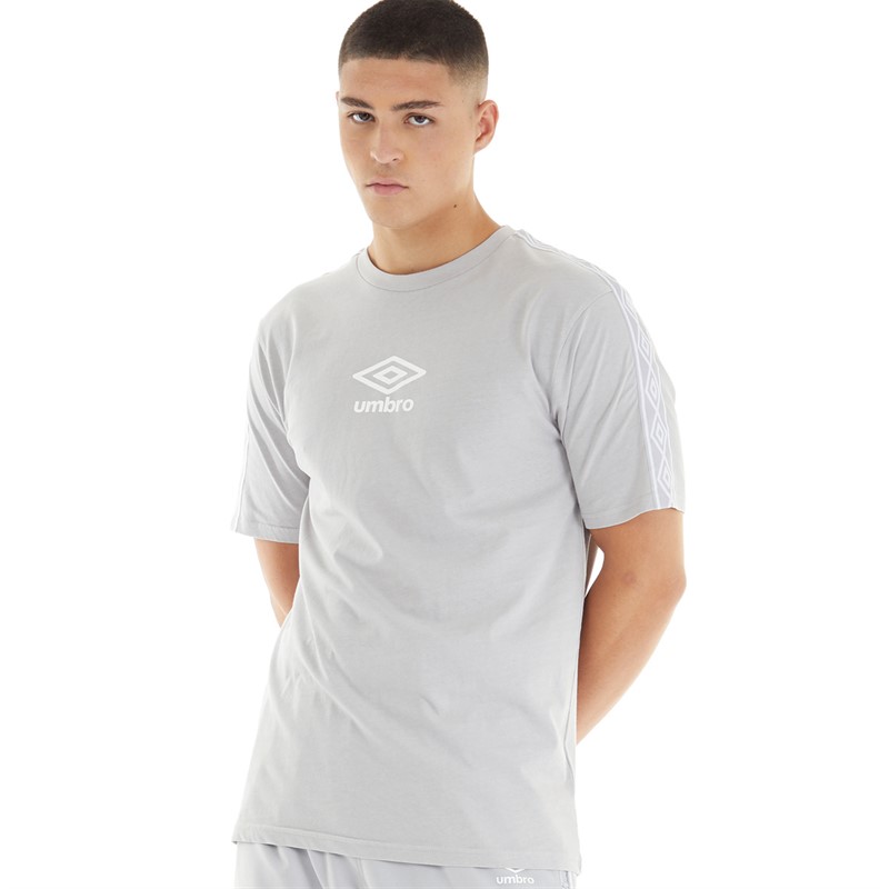 Umbro T-shirt à logo brodé, style actif, gris/blanc, homme