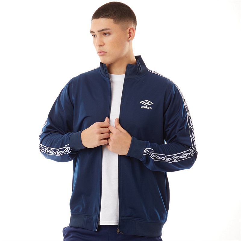 Umbro Veste zippée en tricot côtelé Active Style homme, marine/blanc