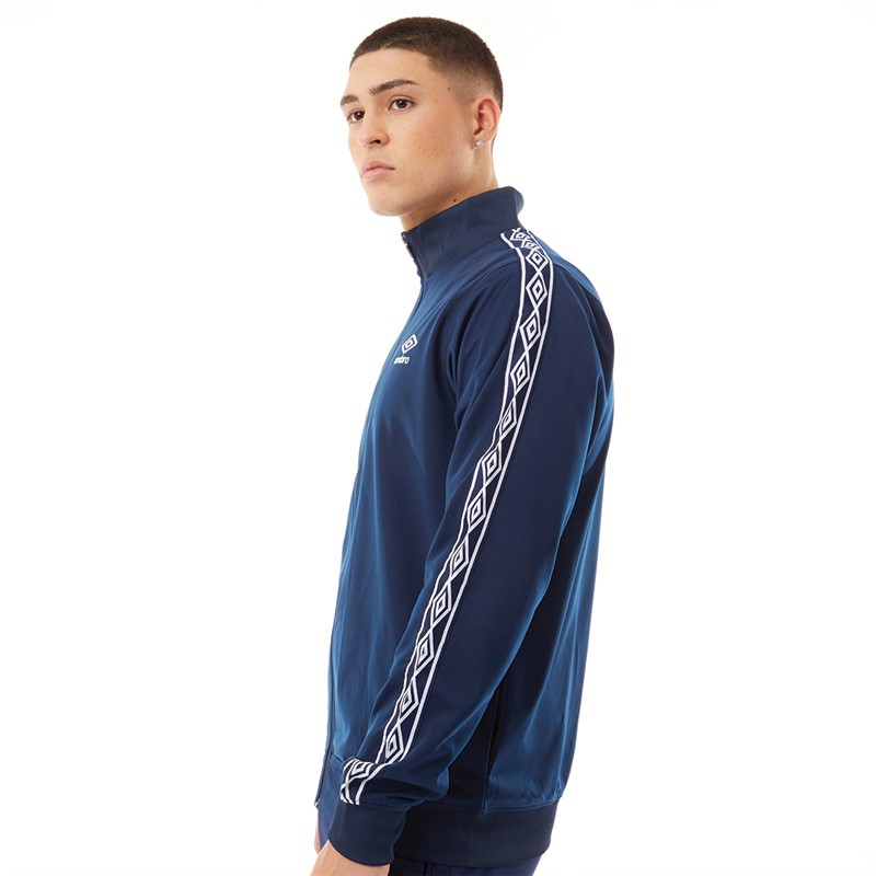 Umbro Veste zippée en tricot côtelé Active Style homme, marine/blanc