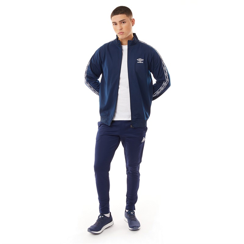 Umbro Veste zippée en tricot côtelé Active Style homme, marine/blanc