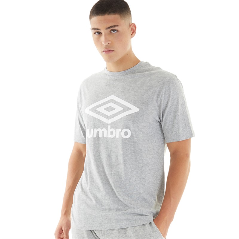 Umbro T-shirt Gris chiné/blanc avec logo principal homme