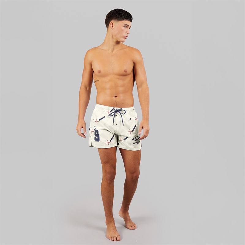 Umbro Mens Racer Swim Shorts White/Red