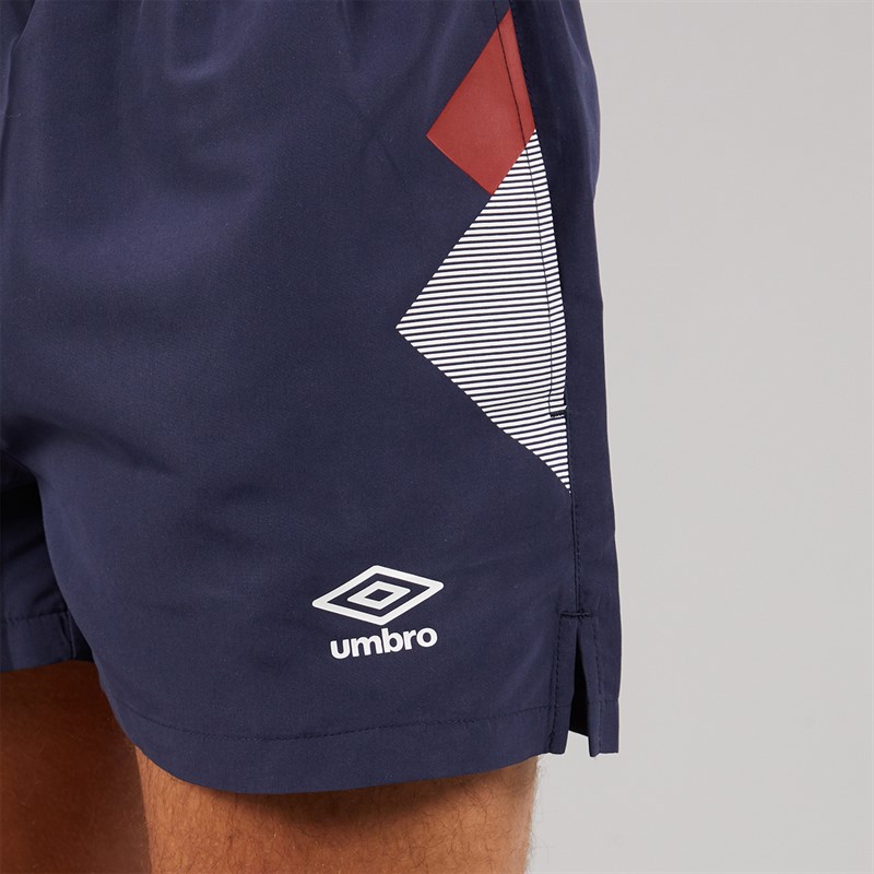 Umbro Mens Olympico Swim Shorts Dark Navy/Vermillion/White