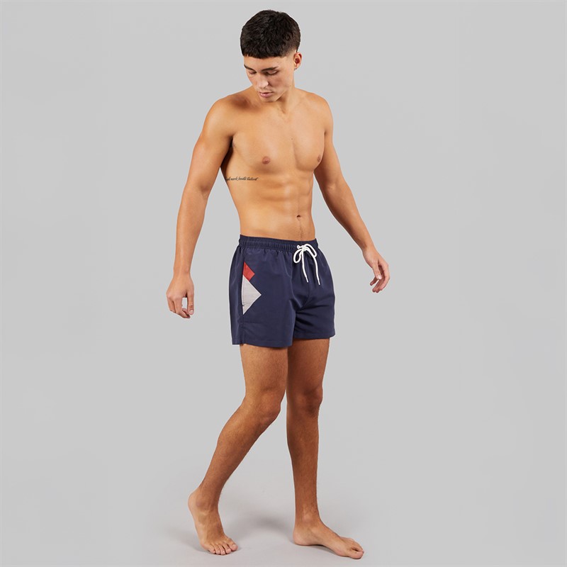 Umbro Mens Olympico Swim Shorts Dark Navy/Vermillion/White
