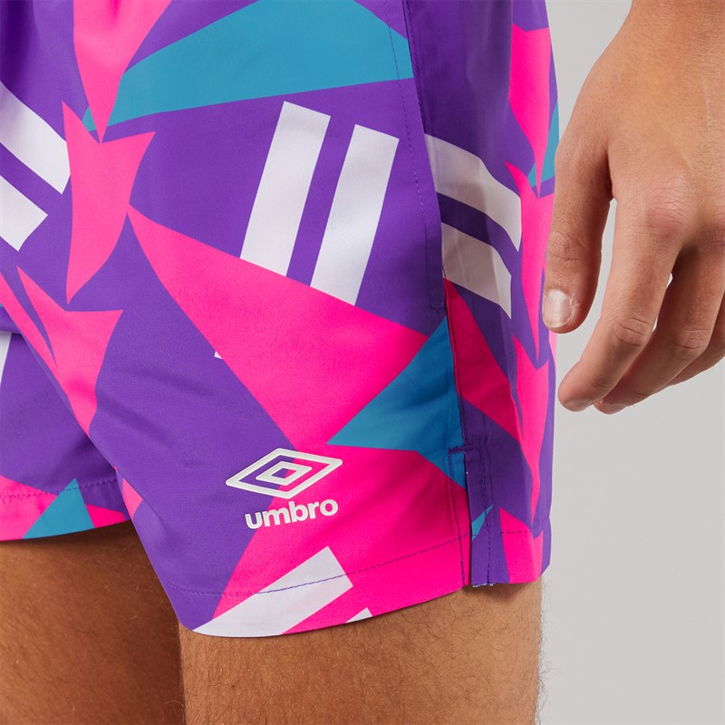 Umbro Herren Loco Schwimm Shorts Prism Violet/Knockout Pink/Hawiian Blue