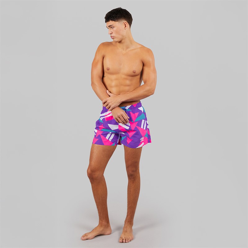 Umbro Herren Loco Schwimm Shorts Prism Violet/Knockout Pink/Hawiian Blue