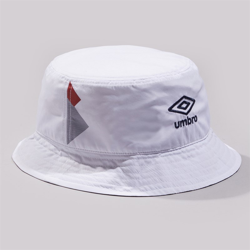 Umbro Mens Olympico Bucket Hat White/Vermillion/Dark Navy