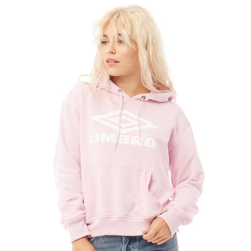 Buy Umbro Womens Projects Classic Over The Head Hoodie Cameo Pink/White