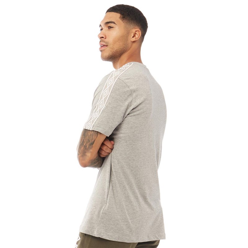 Umbro Mens Retro Taped T-Shirt Grey Marl/Black