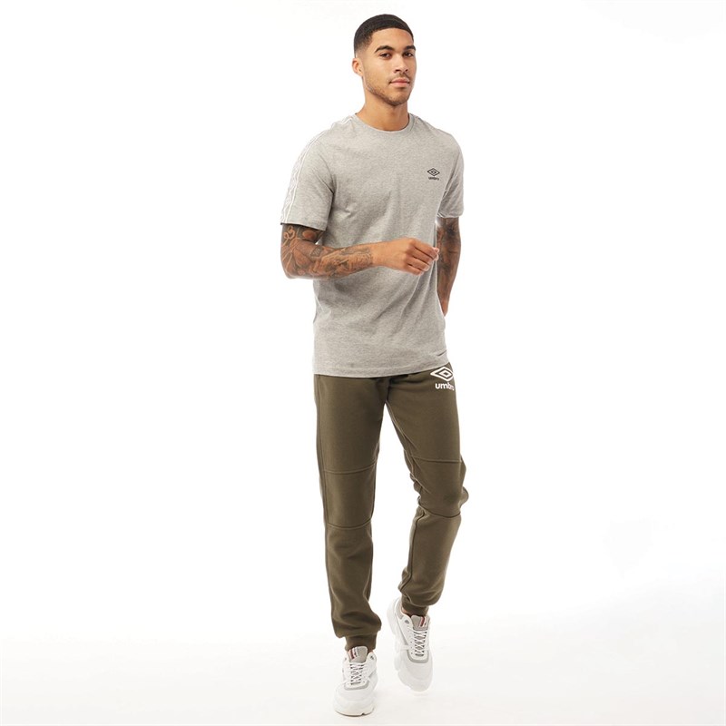 Umbro Mens Retro Taped T-Shirt Grey Marl/Black