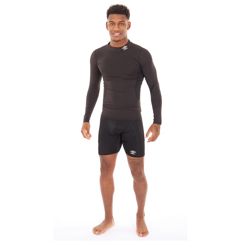 Umbro Mens Compression Long Sleeve Mock Black