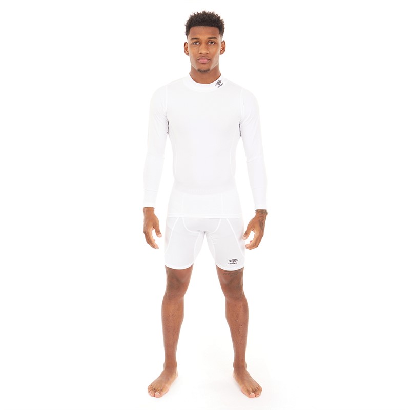 Umbro Mens Compression Long Sleeve Mock White