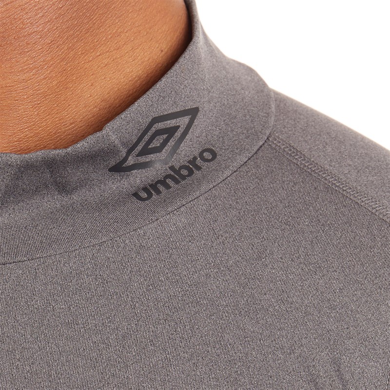 Umbro Mens Compression Long Sleeve Mock Grey