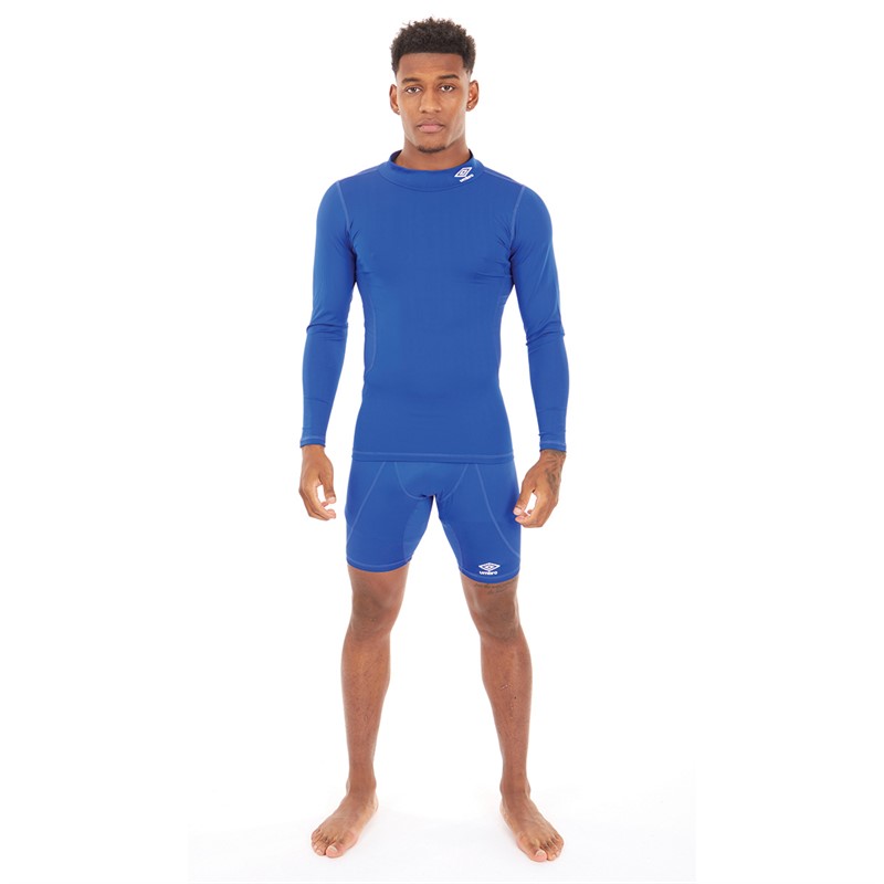 Umbro Mens Compression Long Sleeve Mock Blue