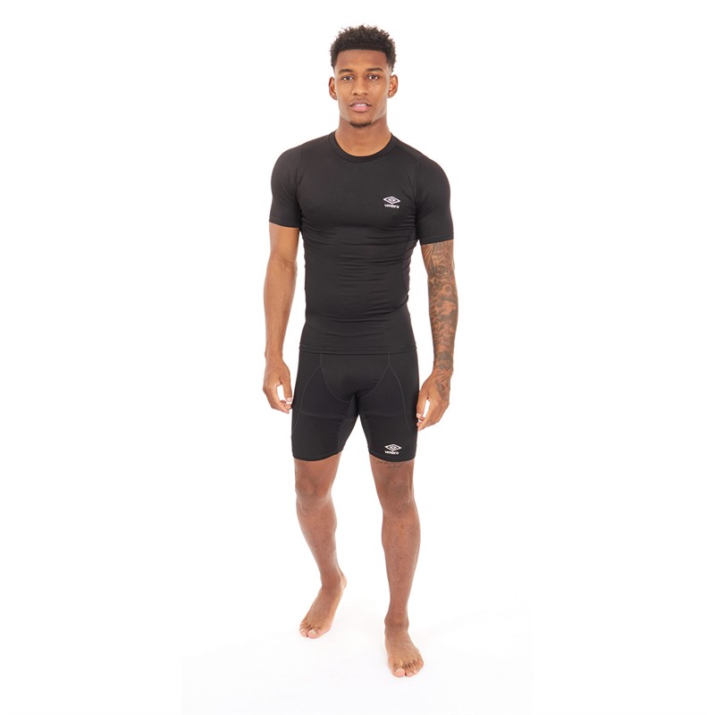 Umbro Mens Compression Short Sleeve T-Shirt Black