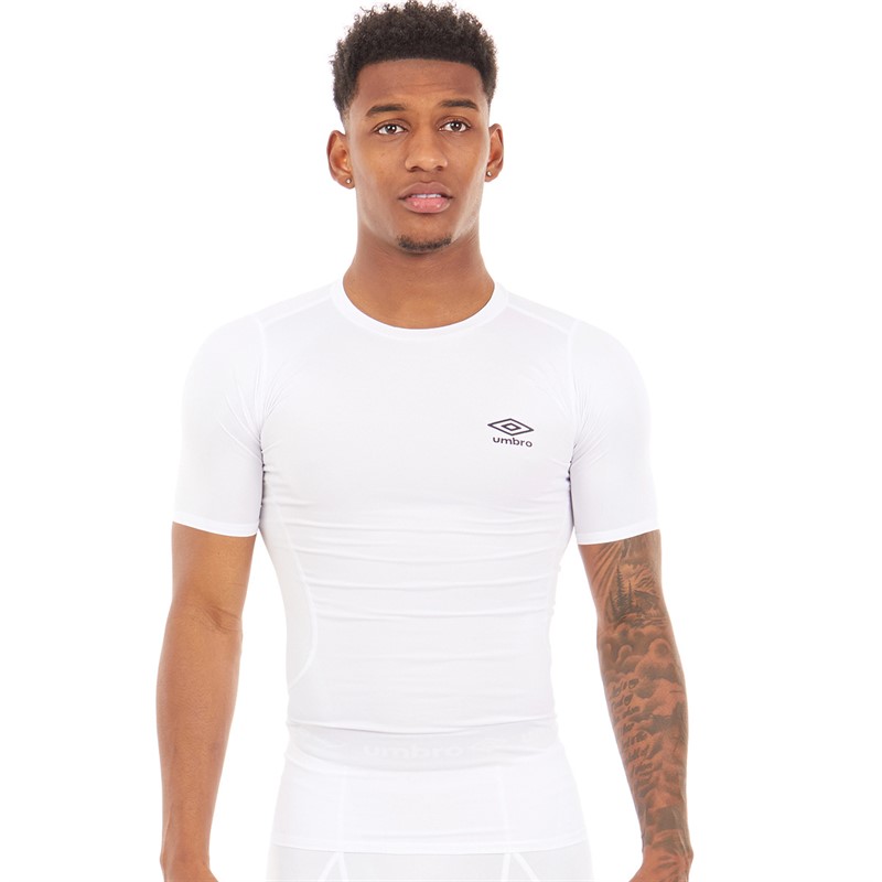 Umbro Mens Compression Short Sleeve T-Shirt White